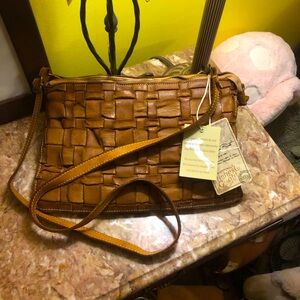 Costanza Rota Italian Woven Leather Compartmental Crossbody Bag